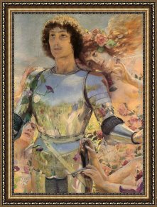 Antoine Framed Paintings - The Knight of the Flowers [detail left] by Georges Antoine Rochegrosse